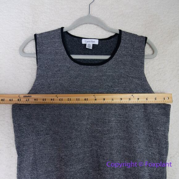 CALVIN KLEIN Women's Gray Contrast-trim Cold-shoulder Sweater Top Size M - Picture 9 of 16